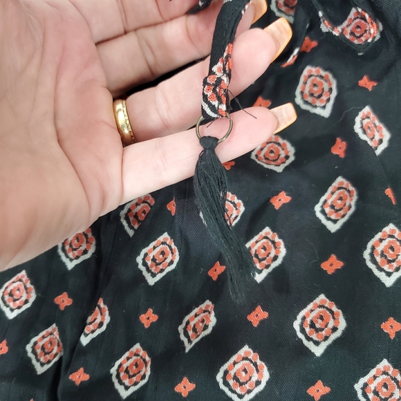 NWT [Angie] Boho Elephant Lace Tassel Cold Shoulder Top Black  S Festival Hippie - Picture 14 of 14